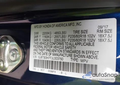 2018 Acura Rdx Advance Package z USA, uszkodzony, nr VIN 5J8TB3H77JL003750